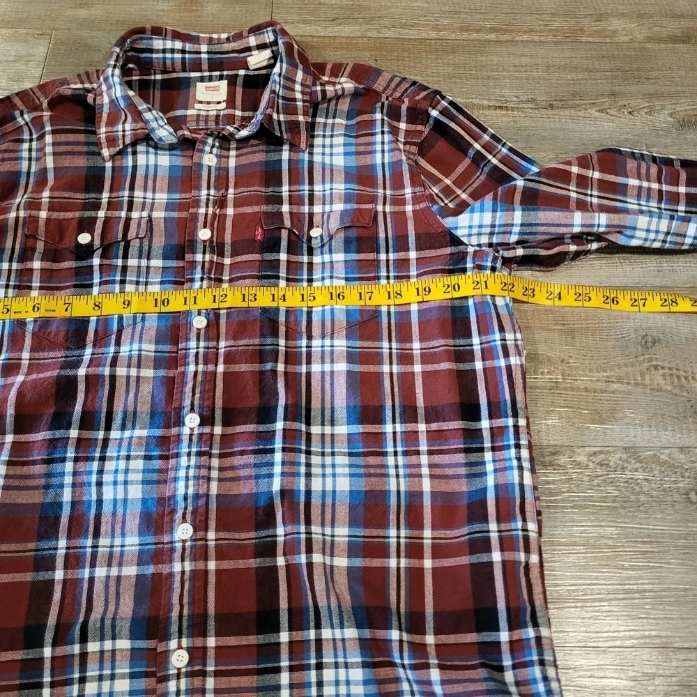 LEVI's Standard Fit Western Flannel Long Sleeve Button Up Shirt Mens Size Large